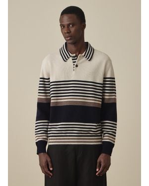 Paul Smith Stripe Cashmere Polo Jumper - White
