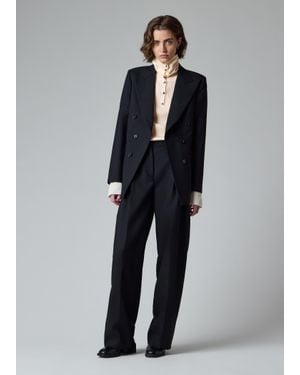 Paul Smith Wide-Leg Slub-Wool Trousers - Blue