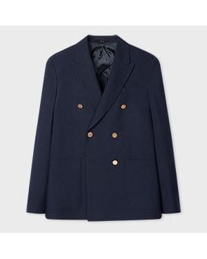 Paul Smith Check Two-Ply Merino Wool Double-Breasted Blazer - Blue