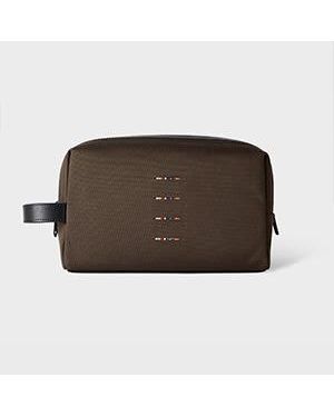 Paul Smith Khaki Cordura Laser 'Signature Stripe' Wash Bag - Brown