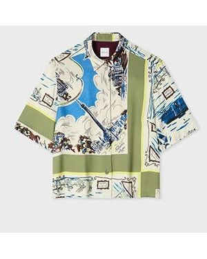 Paul Smith 'London Scarf' Viscose Short-Sleeve Shirt - Blue