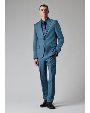 Paul Smith The Soho - Tailored-fit Teal Sharkskin Wool Suit - Blue
