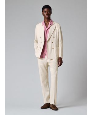 Paul Smith Ivory Linen And Tropical Wool-Blend Double-Breasted Blazer - Grey