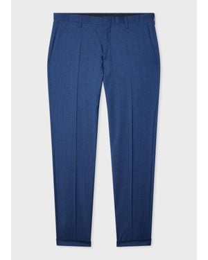 Paul Smith Wool Cuffed Check Trousers - Blue