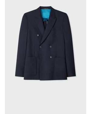 Paul Smith Tailored-Fit 'Suit To Travel In' Double-Breasted Blazer - Blue