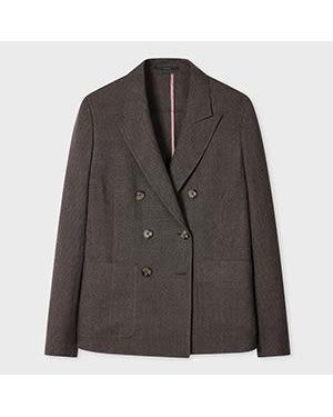 Paul Smith Wool Houndstooth Double Breasted Blazer - Black
