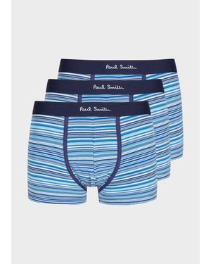 Paul Smith Organic-Cotton 'Signature Stripe' Boxer Briefs Three Pack - Blue
