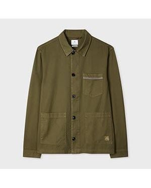 Paul Smith Khaki Cotton-Twill 'Stitch Stripe' Work Jacket - Green