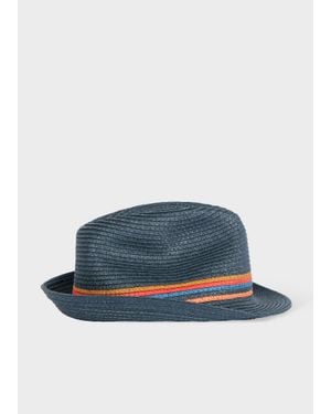 Paul Smith 'Artist Stripe' Trim 'Trilby' Hat - Blue