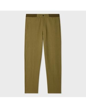 Paul Smith Khaki Cotton Jersey Front-Seam Joggers - Green