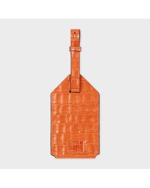 Paul Smith Croc-Emboss Leather Luggage Tag - Orange