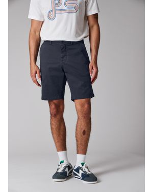 Paul Smith Stretch Cotton-Twill Shorts With Embroidery Detail - Blue