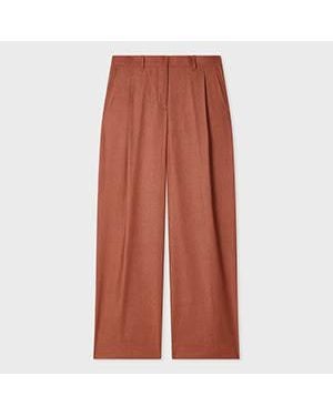Paul Smith Rust Linen-Wool Blend Wide-Leg Trousers - Orange