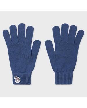 Paul Smith Zebra Logo Wool Gloves - Blue