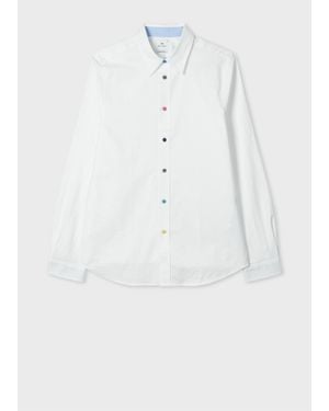 Paul Smith Tailored-Fit Organic-Cotton Multicolour Button Oxford Shirt - White