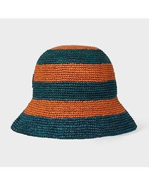 Paul Smith Raffia Stripe Hat - Blue