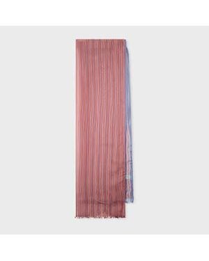 Paul Smith 'Mixed Stripe' Silk-Blend Scarf - Pink