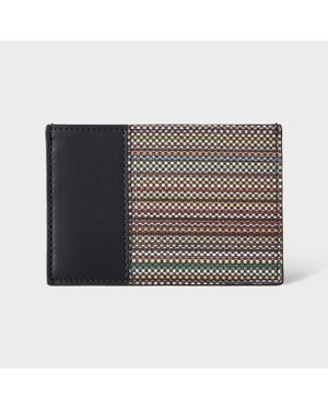 Paul Smith Leather 'Signature Stripe' Coated Canvas Credit Card Holder - Black
