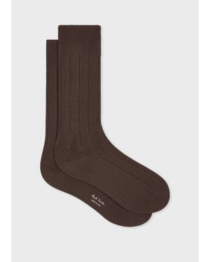 Paul Smith Cotton-Blend Ribbed Socks - Brown
