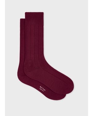 Paul Smith Cotton-Blend Ribbed Socks - Purple