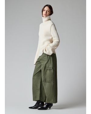 Paul Smith Ecru Roll Neck Knitted Jumper With Contrast Stitching - Green