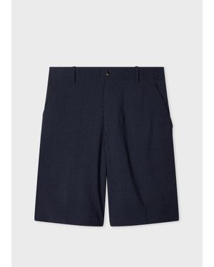 Paul Smith Stretch-Wool Seersucker Shorts - Blue
