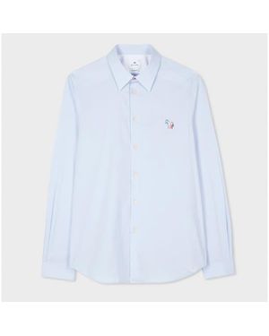 Paul Smith Tailored-Fit Sky 'Broad Stripe' Zebra Stretch-Cotton Shirt - Blue