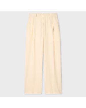 Paul Smith Ecru Cotton Wide-Leg Trousers - Natural