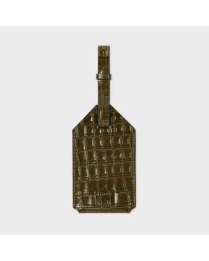 Paul Smith Khaki Croc-Emboss Luggage Tag - Green