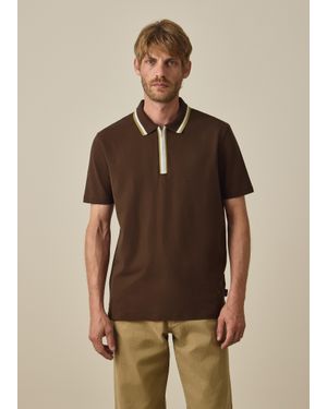 Paul Smith Contrast Tipping Zip Polo Shirt - Brown