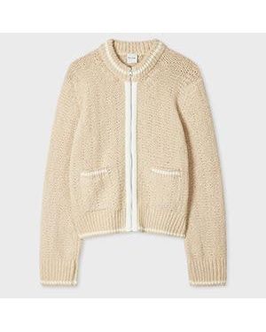 Paul Smith Cream Textured Knit Zip Jacket - Natural