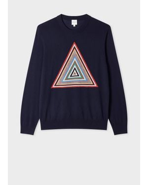 Paul Smith Wool 'Pyramid Stripe' Intarsia Jumper - Blue