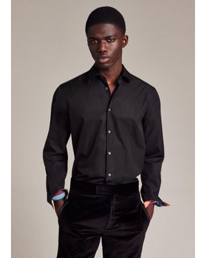Paul Smith Tailored-Fit Cotton 'Artist Stripe' Cuff Shirt - Black