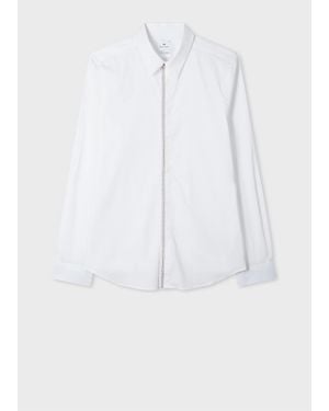 Paul Smith Tailored-Fit Shirt With Embroidered Stripe Placket - White