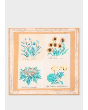 Paul Smith Ecru 'Floral Scarf' Print Pocket Square - Blue