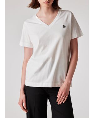 Paul Smith V-Neck Zebra T-Shirt - White