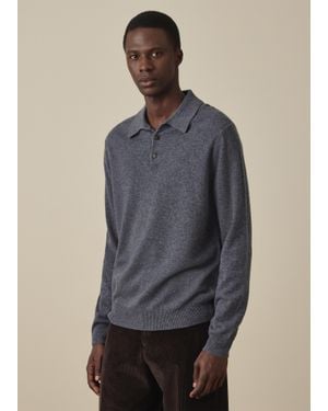 Paul Smith Cashmere Long-Sleeve Polo Shirt - Blue