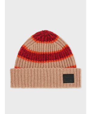 Paul Smith Mohair-Blend Contrast Stripe Beanie - Red