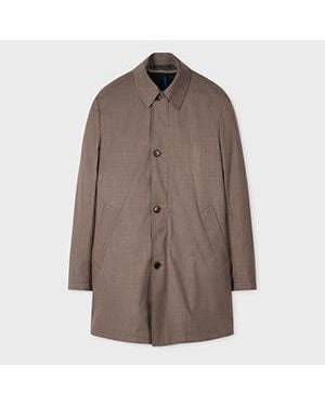 Paul Smith Melange 'Storm System' Wool Mac With Detachable Gilet - Brown