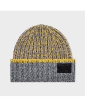 Paul Smith Lambswool And Chunky Rib Beanie - Grey
