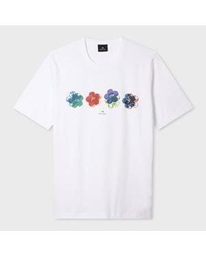 Paul Smith 'Zine Floral' Organic-Cotton T-Shirt - White
