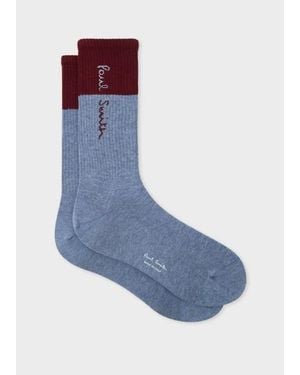 Paul Smith Half And Half Cotton Socks - Blue