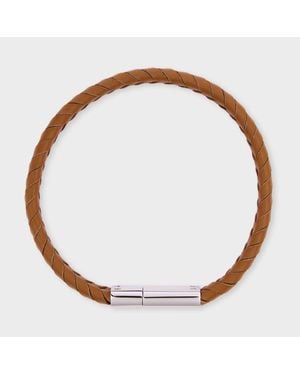 Paul Smith Tan Braided Leather Bracelet - Metallic