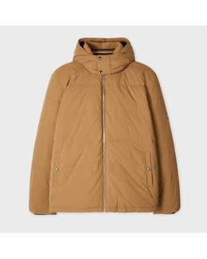 Paul Smith Tan Down Jacket With Detachable Hood - Natural