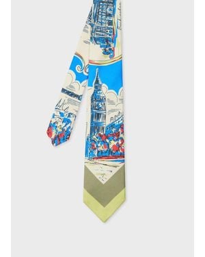 Paul Smith 'London' Print Silk Tie - Blue