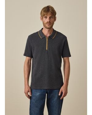 Paul Smith Textured-Cotton Zip Polo Shirt - Black