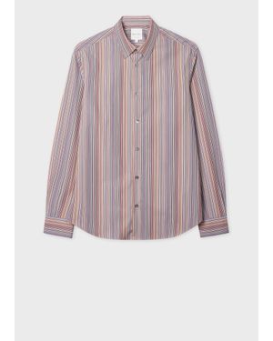 Paul Smith Slim-Fit 'Signature Stripe' Cotton Shirt - Pink