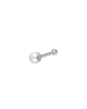 PIERCINGLINE 925Er Silber Nasenstecker Pin Synthetische Perle - Schwarz