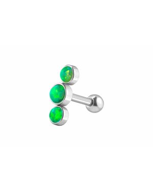 PIERCINGLINE Chirurgenstahl Ohrpiercing 3 Synthetische Opale - Schwarz