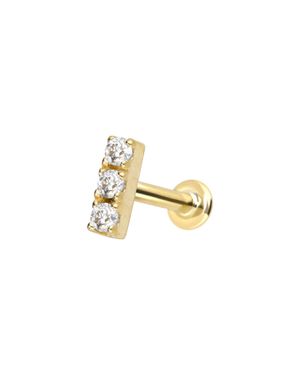 PIERCINGLINE 14 Karat Labret Mit Push Fit Moissanit-Balken - Schwarz